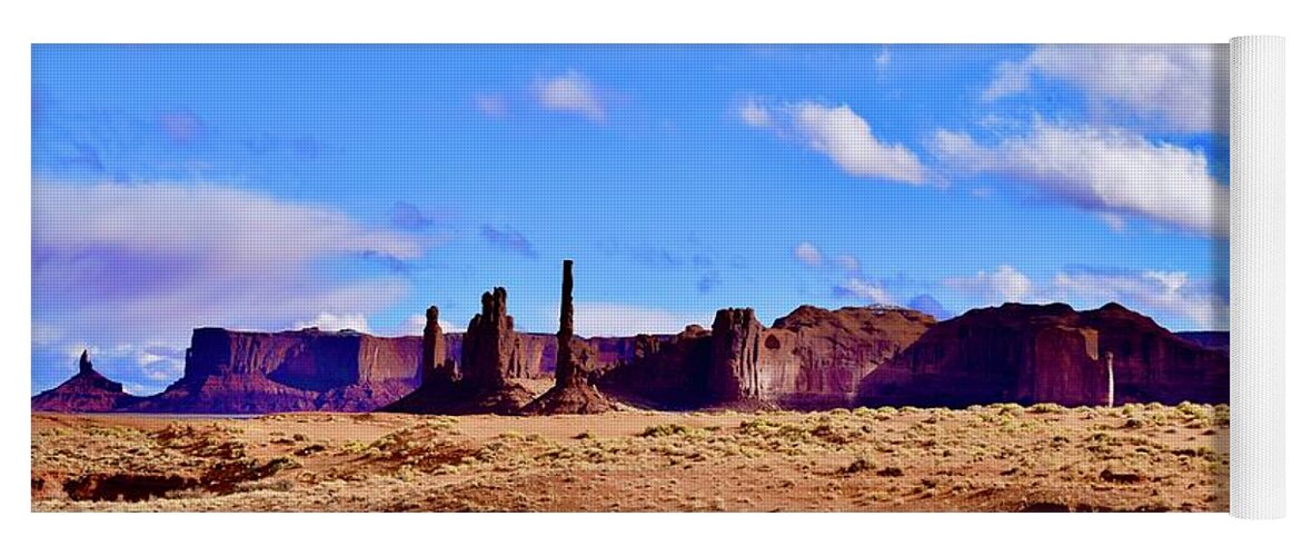 Totem Yoga Mat featuring the photograph Totem Pole and Yeibichai Formations@Monument Valley by Bnte Creations