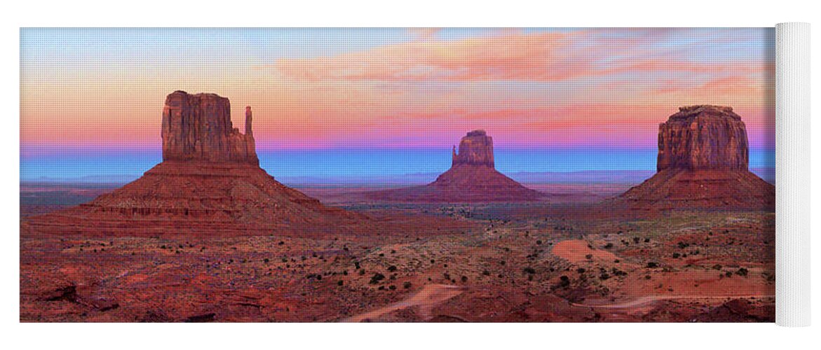 Desert Yoga Mat featuring the photograph Monument Valley Just After Dark 2 by Mike McGlothlen