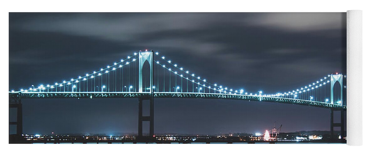 Newport Bridge Yoga Mat featuring the photograph Moody Skies over the Newport Bridge by Christina McGoran
