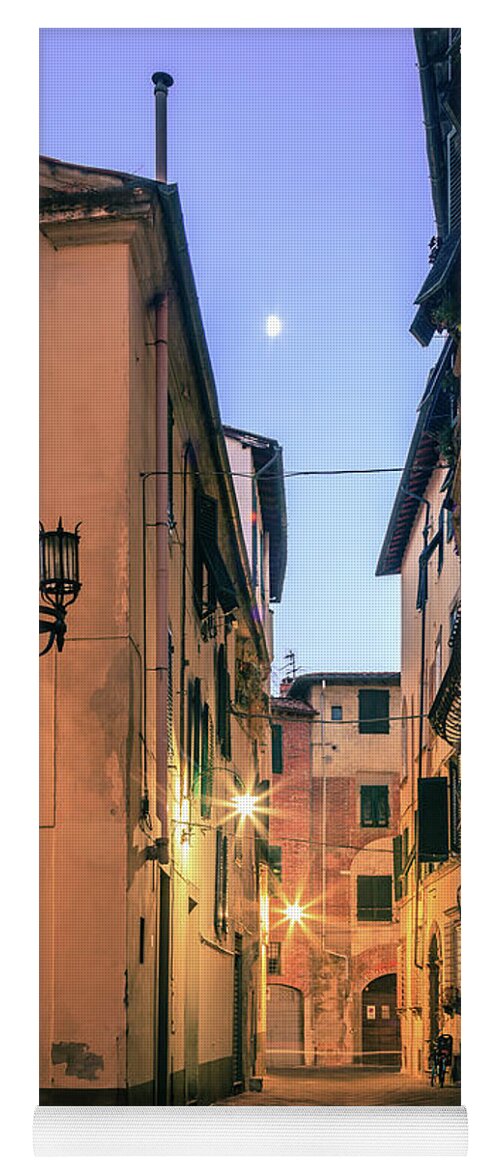 Europe Yoga Mat featuring the photograph Moon over old Lucca by Alexey Stiop