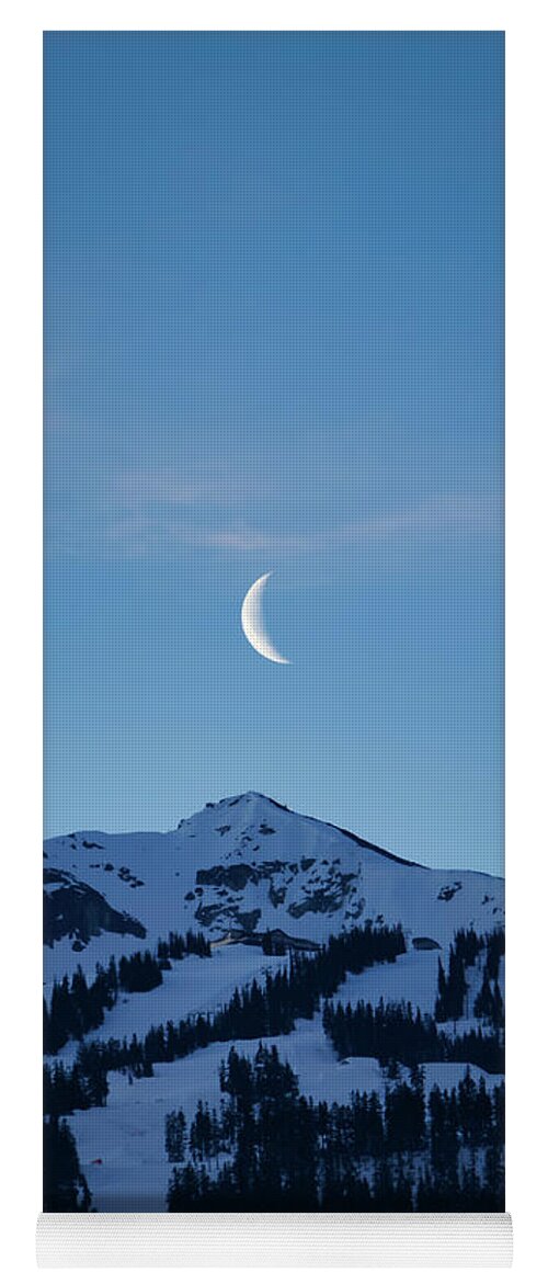 Blackcomb Yoga Mat featuring the photograph Moon Rising Over Whistler Blackcomb by Rick Deacon