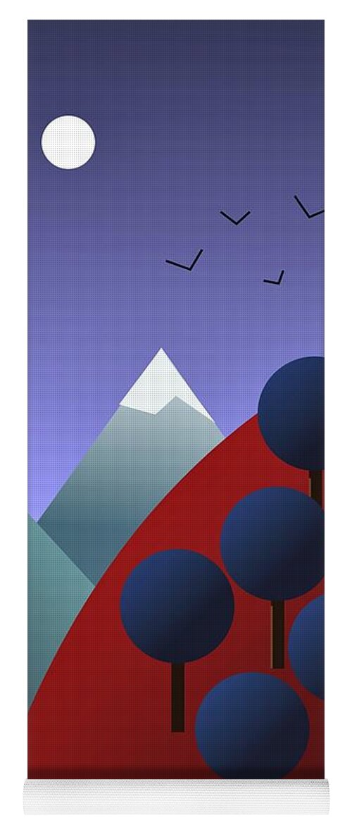 Mountainscape Yoga Mat featuring the digital art Moonlit Mountainscape by Fatline Graphic Art