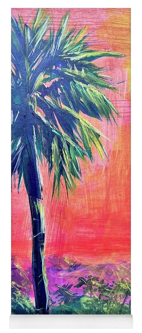 Palm Yoga Mat featuring the painting Moonlit Palm by Kelly Smith