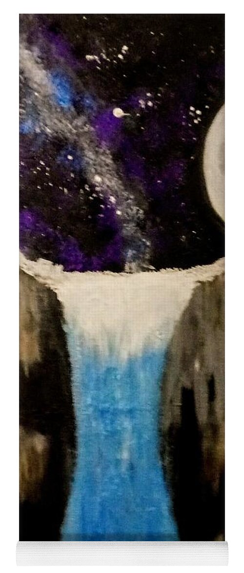 Moon Yoga Mat featuring the painting Moonlite Waterfall by Anna Adams