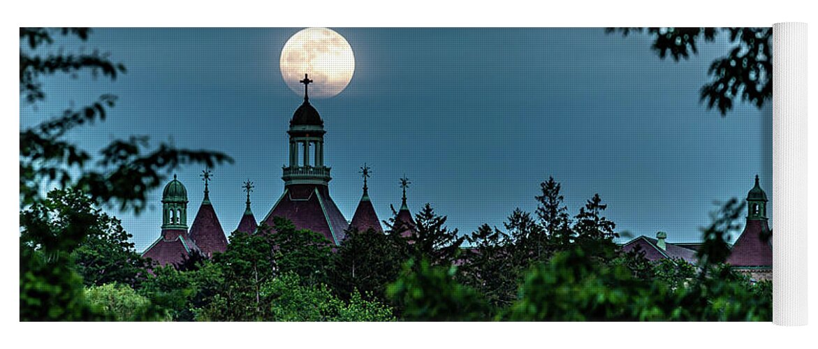 Dunwoodie Yoga Mat featuring the photograph Moonrise over Yonkers by Kevin Suttlehan