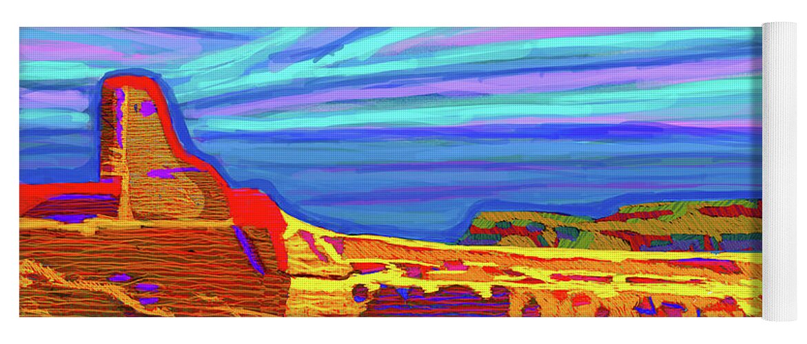 Sunrise Yoga Mat featuring the painting Morning At Chaco Canyon by Rod Whyte