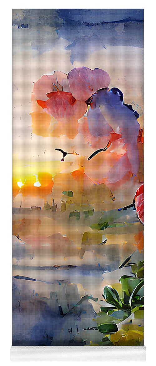 Sunrise Yoga Mat featuring the digital art Morning Floral by David Lane