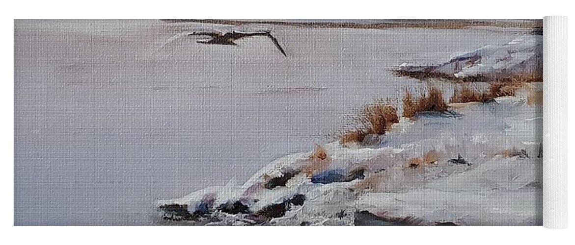 Landscape Yoga Mat featuring the painting Morning Harbour by Sheila Romard