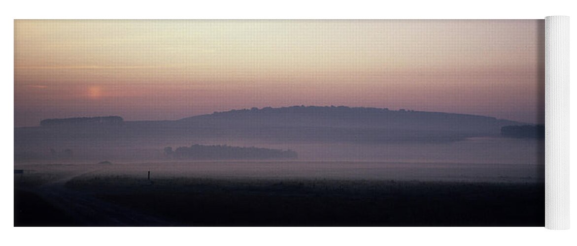 80025126 Yoga Mat featuring the photograph Morning Mist on Salisbury Plain by Patrick G Haynes