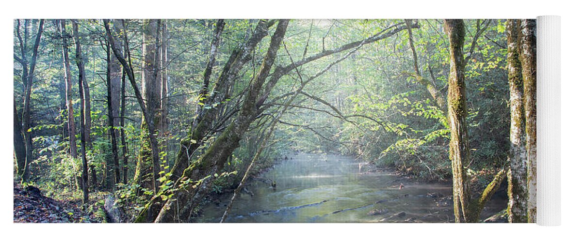 Cades Yoga Mat featuring the photograph Morning Mists on the River by Debra and Dave Vanderlaan