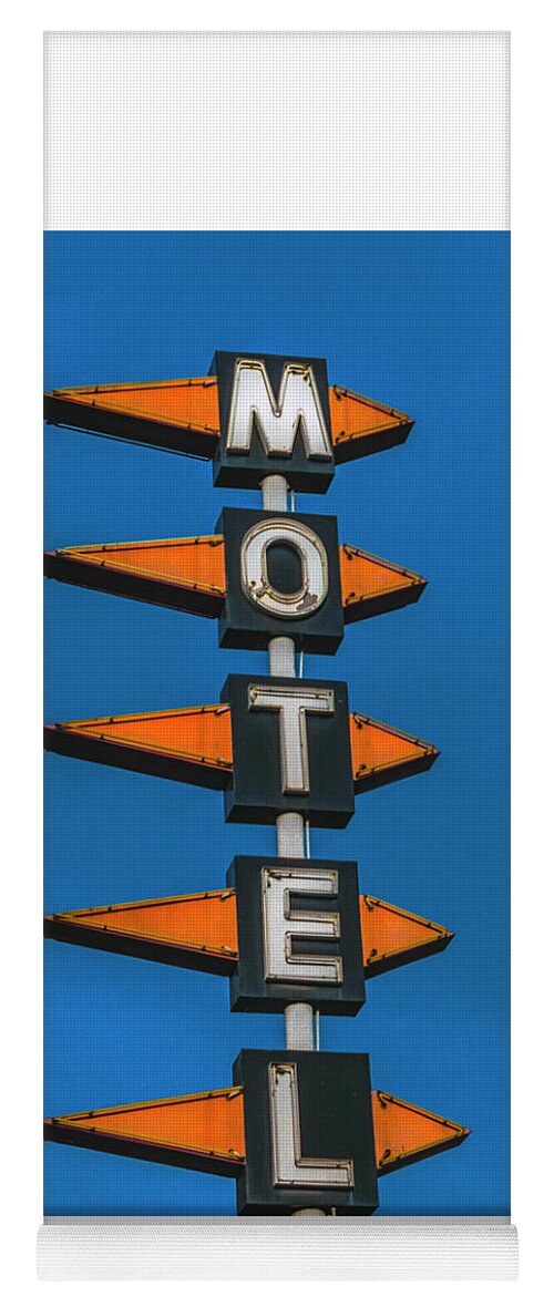 Motel Yoga Mat featuring the photograph Motel with Geometric Letter Designs by Matthew Bamberg