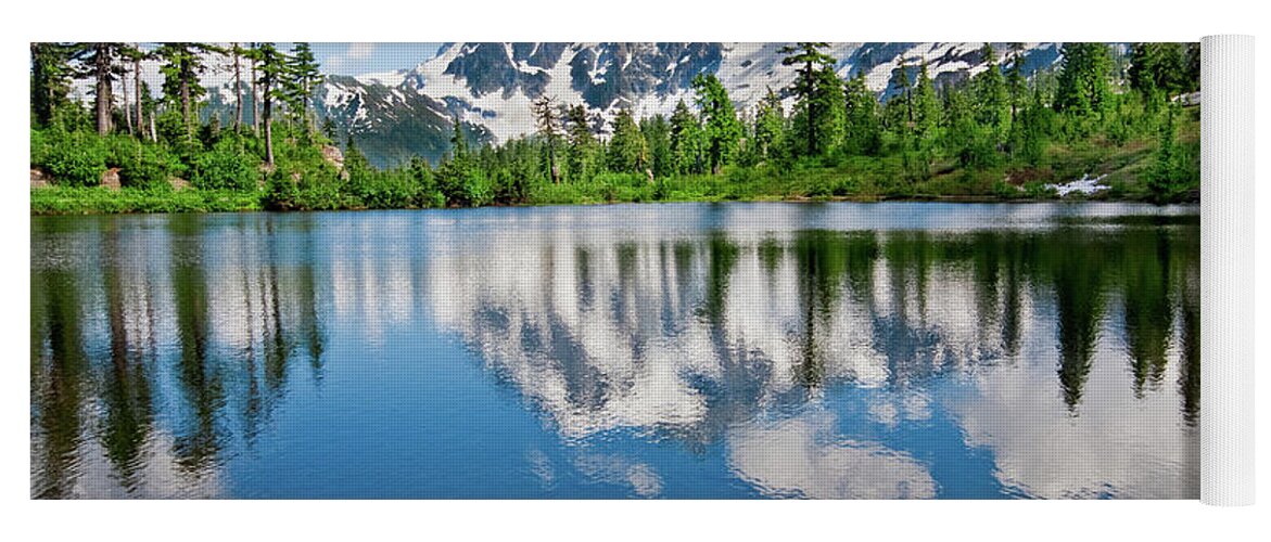 Beauty In Nature Yoga Mat featuring the photograph Mount Shuksan Reflected in Picture Lake by Jeff Goulden