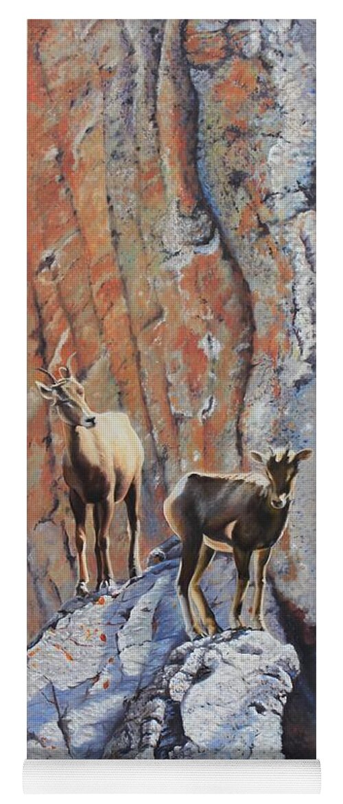 Big Horn Sheep Yoga Mat featuring the painting Mountain Climbers by Tammy Taylor