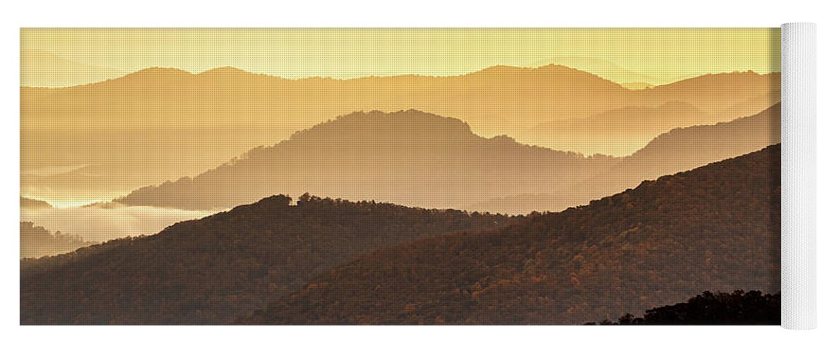 Maggie Valley Yoga Mat featuring the photograph Mountain Layers And Early Morning Light by Jordan Hill