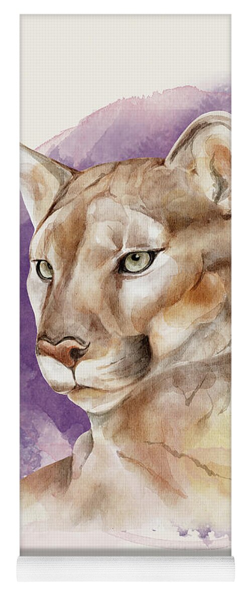 Mountain Lion Yoga Mat featuring the painting Mountain Lion by Garden Of Delights