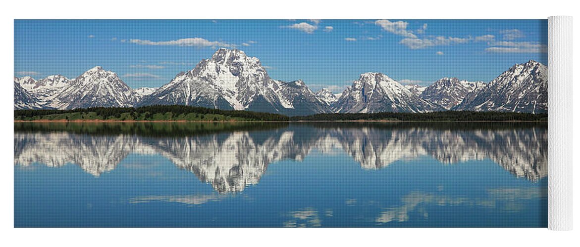 Grand Teton Reflection Panorama Yoga Mat featuring the photograph Mountain Symmetry by Dan Sproul
