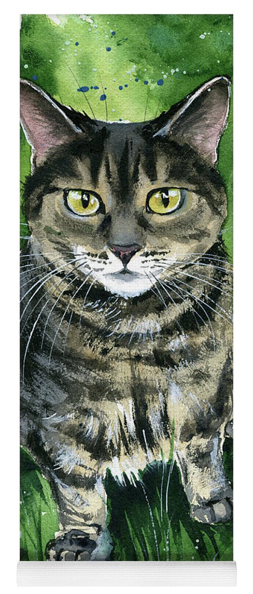 Cats Yoga Mat featuring the painting Mouse - Tabby Cat Painting by Dora Hathazi Mendes