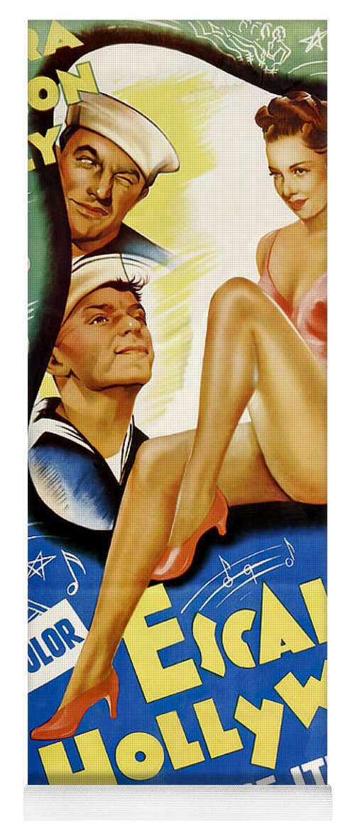 Anchors Yoga Mat featuring the mixed media Movie poster for ''Anchors Aweigh'', with Frank Sinatra and Gene Kelly, 1945 by Movie World Posters