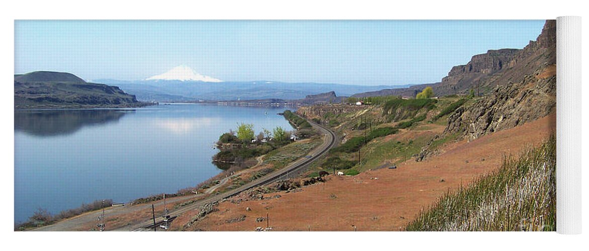Mt Hood Yoga Mat featuring the photograph Mt Hood and the Columbia River by Charles Robinson