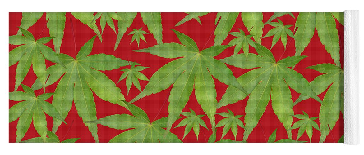 Pop Art Yoga Mat featuring the photograph Multi Leaf on Red by Steve Ladner