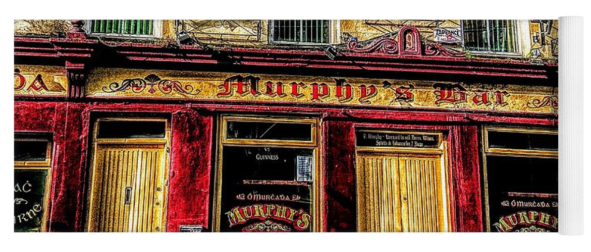 Galway Ireland Yoga Mat featuring the mixed media Painting of Murphys bar Galway by Mary Cahalan Lee - aka PIXI