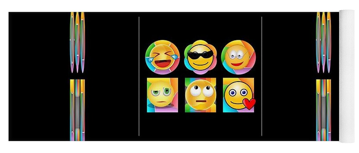 Emoji Yoga Mat featuring the mixed media My Little Friends Are Emoji People by Nancy Ayanna Wyatt