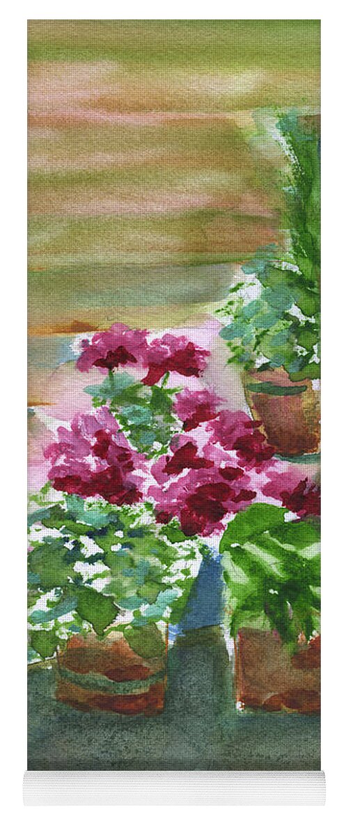 My Sister's Flowers Yoga Mat featuring the painting My Sister's Flowers by Frank Bright