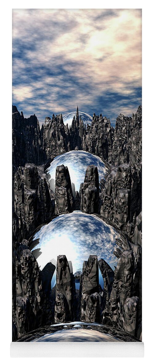 Mountain Yoga Mat featuring the digital art Mysterious Mountain Spheres by Phil Perkins