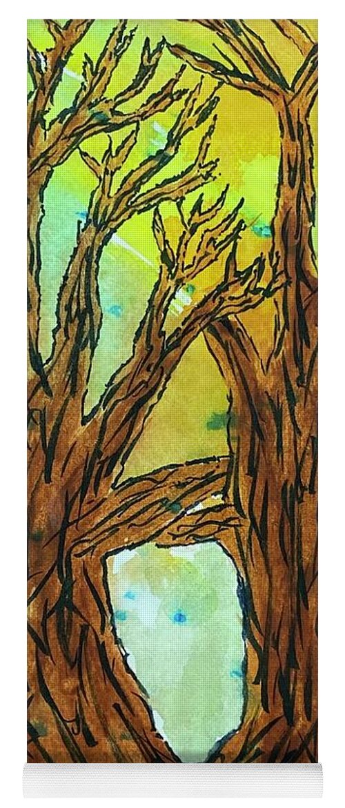 Trees Yoga Mat featuring the painting Naked Trees #10 by Anjel B Hartwell