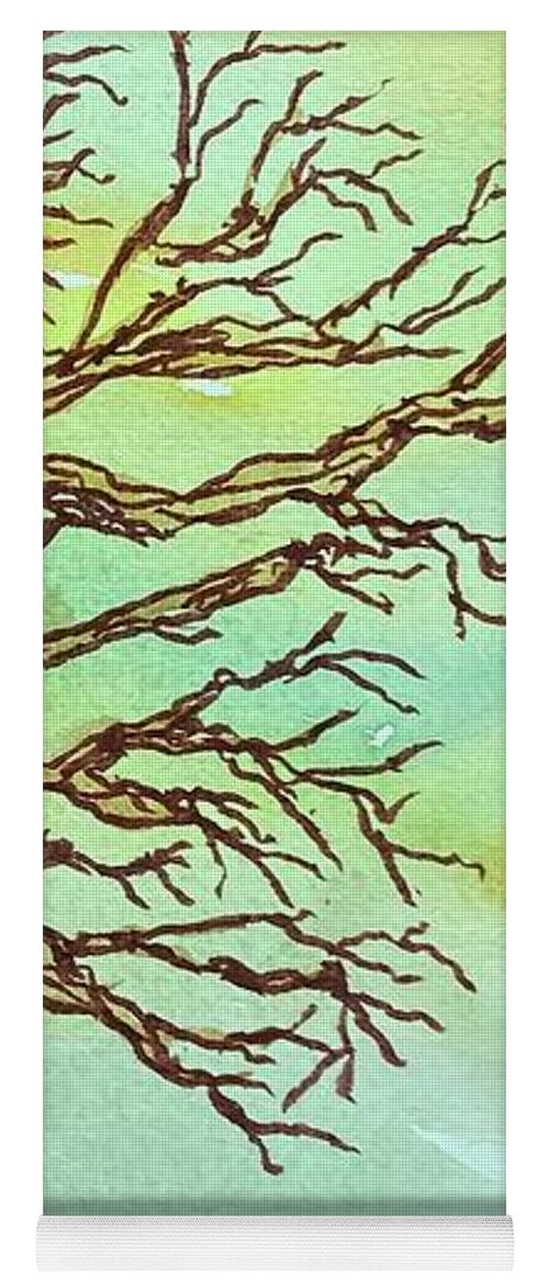 Tree Yoga Mat featuring the painting Naked Trees #42 by Anjel B Hartwell