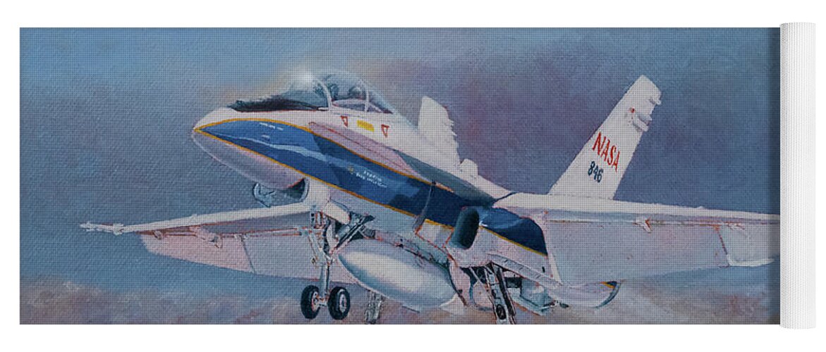 Aviation Yoga Mat featuring the painting NASA F-18D Hornet by Douglas Castleman