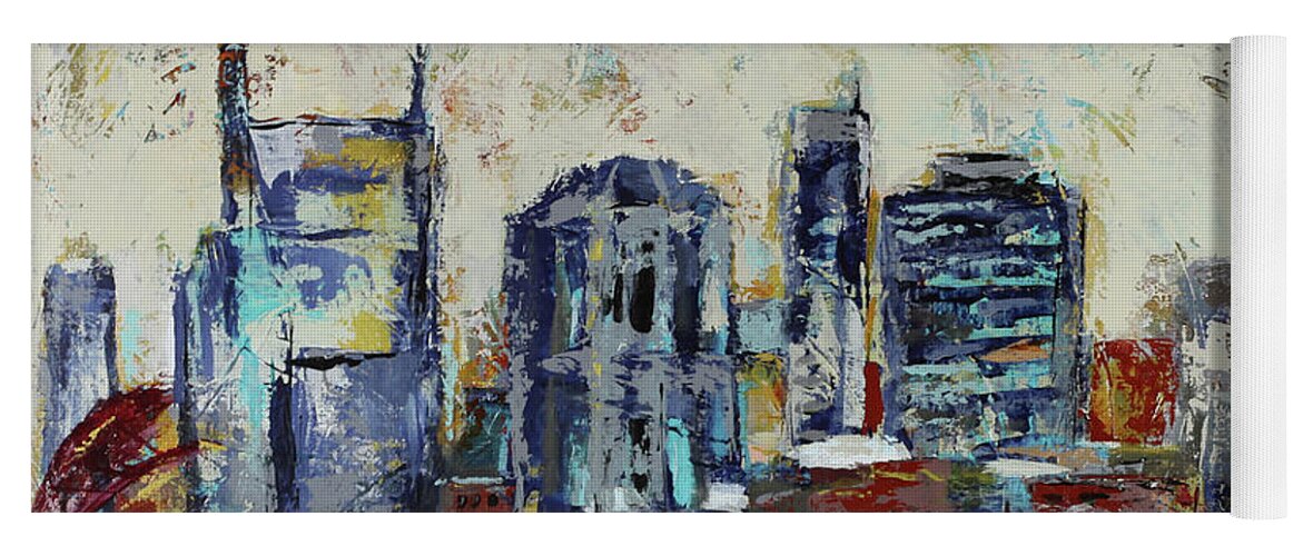 Abstract Yoga Mat featuring the painting Nashville Skyline Abstract by Kirsten Koza Reed