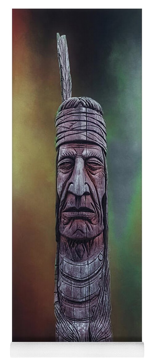 Totem Yoga Mat featuring the mixed media Native American Totem Artistry by DB Hayes