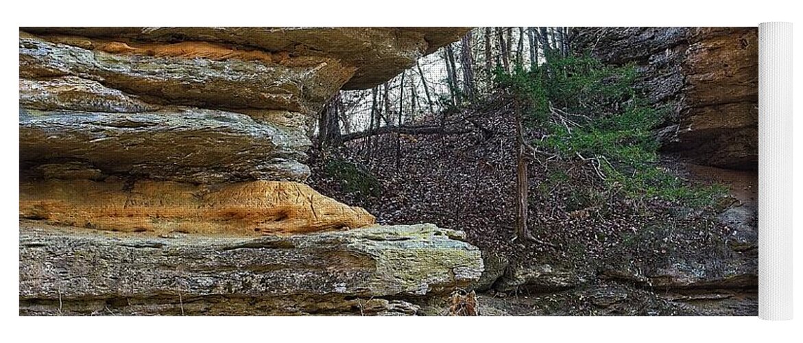 Natural Yoga Mat featuring the photograph Natural Bridge State Park, WIsconsin by Steven Ralser