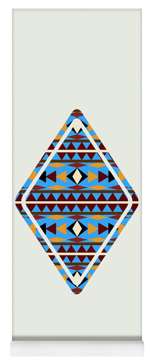 Navajo Yoga Mat featuring the mixed media Navajo Blue Pattern Art by Christina Rollo