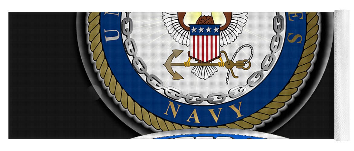 Navy Yoga Mat featuring the digital art Navy Vet by Bill Richards