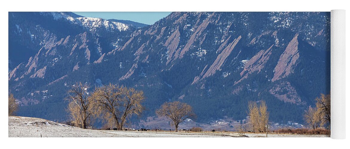Flatirons Yoga Mat featuring the photograph NE Flatiron Views Boulder Colorado by James BO Insogna