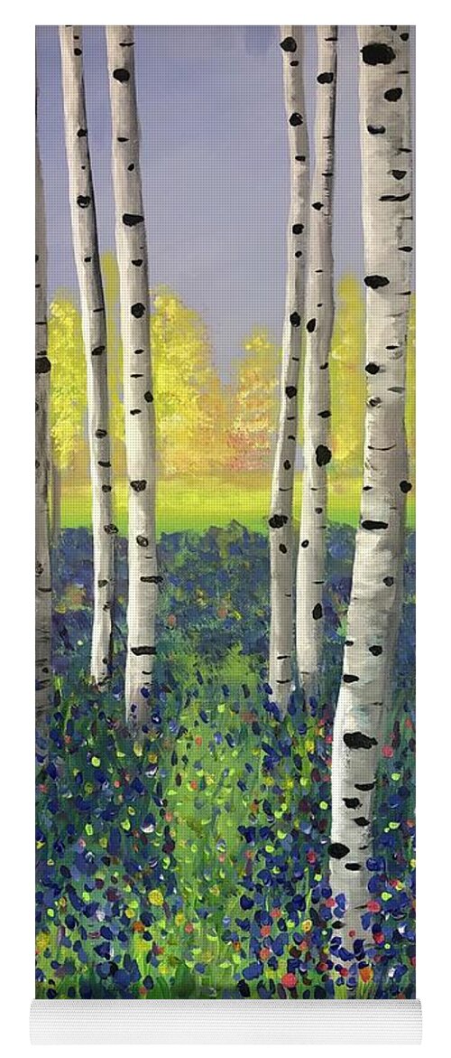Birch Trees Yoga Mat featuring the painting New Beginnings by Stacey Zimmerman