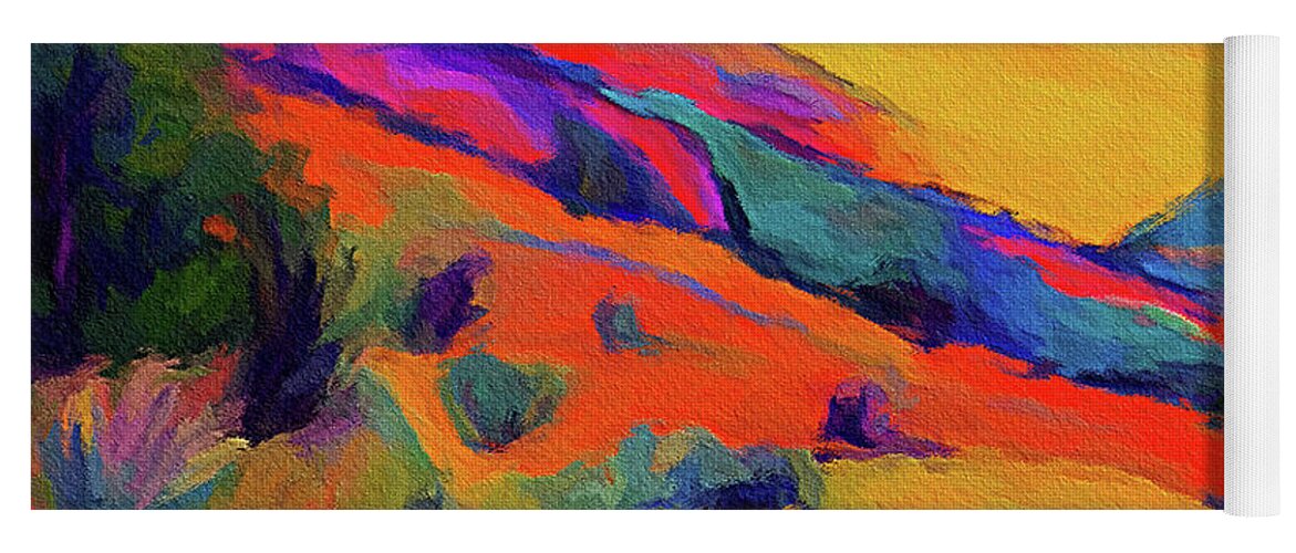 New Mexico Yoga Mat featuring the digital art New Mexico hills and bushes by Tatiana Travelways