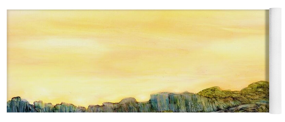 Sunrise Yoga Mat featuring the painting New Mexico Skyline by Angela Marinari
