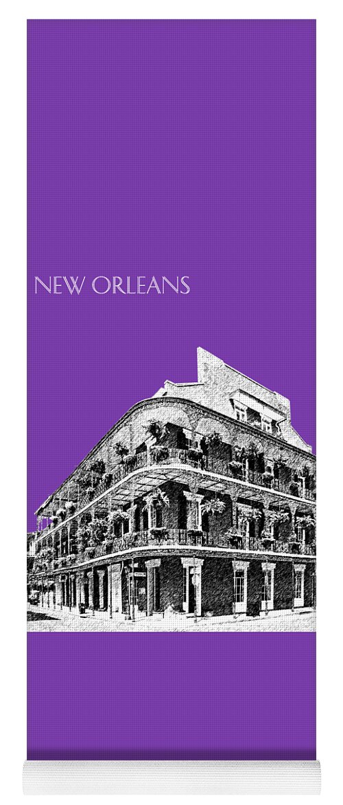 Architecture Yoga Mat featuring the digital art New Orleans Skyline French Quarter - Silver by DB Artist