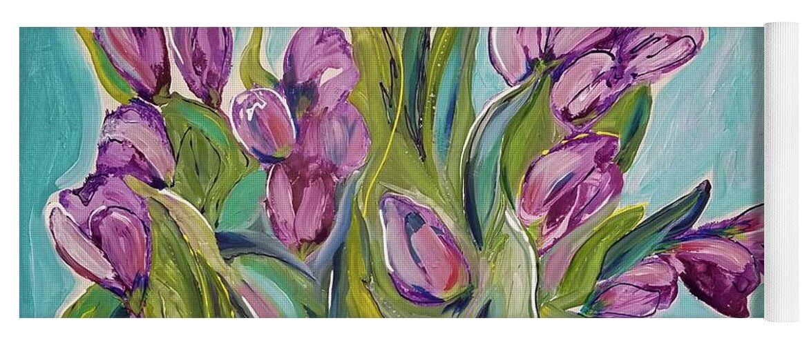 Tulips Yoga Mat featuring the painting New Tulips by Catherine Gruetzke-Blais