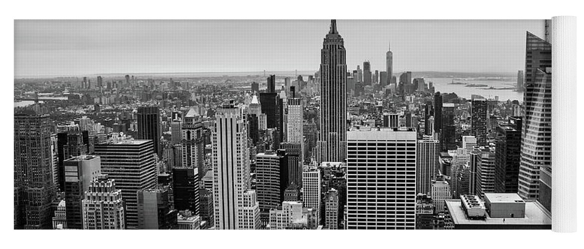 Black And White Yoga Mat featuring the photograph New York Skyscrapers by Vicki Walsh