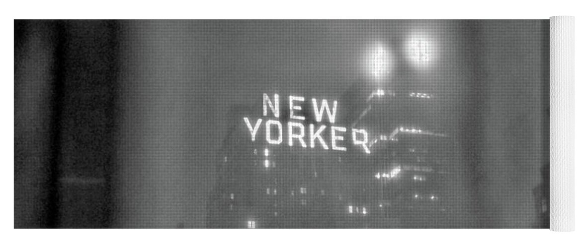 New Yorker Night Yoga Mat featuring the photograph New Yorker Night Black and White by Sharon Popek