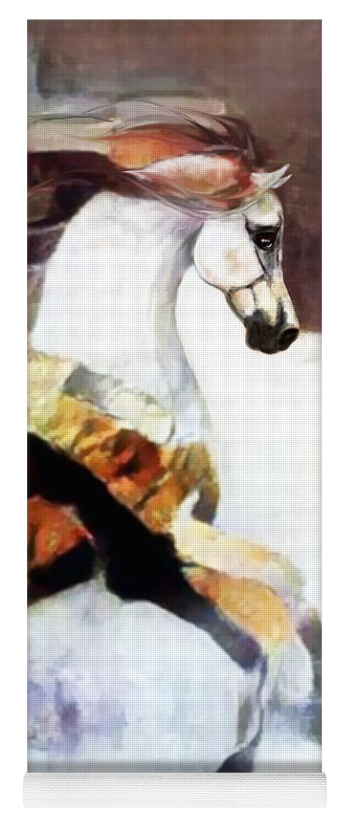 Equestrian Art Yoga Mat featuring the digital art NFT Cantering Horse 006 by Stacey Mayer by Stacey Mayer