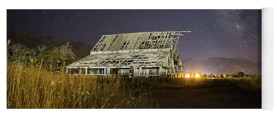 Barn Yoga Mat featuring the photograph Night Barn by Wesley Aston