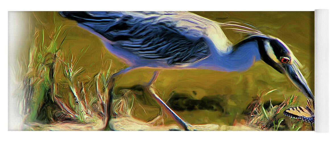 Night Heron Yoga Mat featuring the painting Night Heron  by Joel Smith
