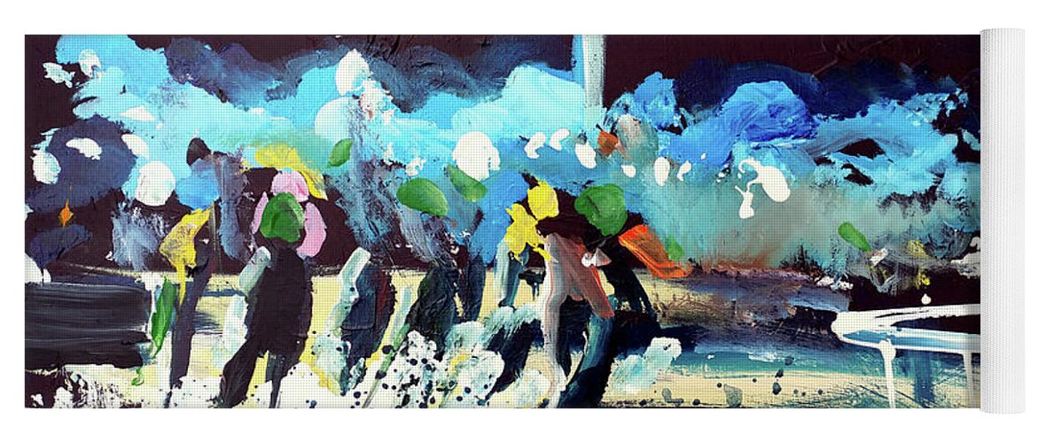 Kentucky Horse Racing Yoga Mat featuring the painting Night Race by John Gholson