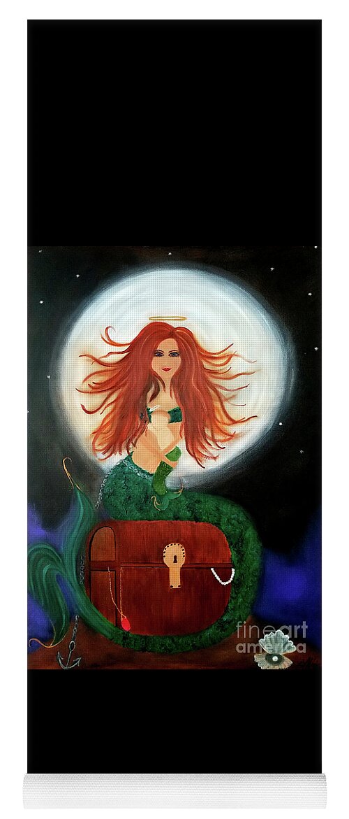 Mermaid Yoga Mat featuring the painting No Greater Treasure by Artist Linda Marie
