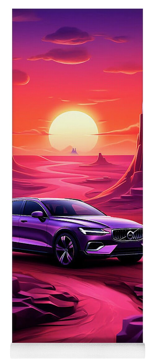 Vehicles Yoga Mat featuring the drawing No01991 Volvo V60 by Clark Leffler